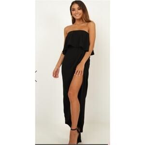 Showpo With Flying Colours‎ Strapless High Low Maxi Dress Womens 4 Black Formal